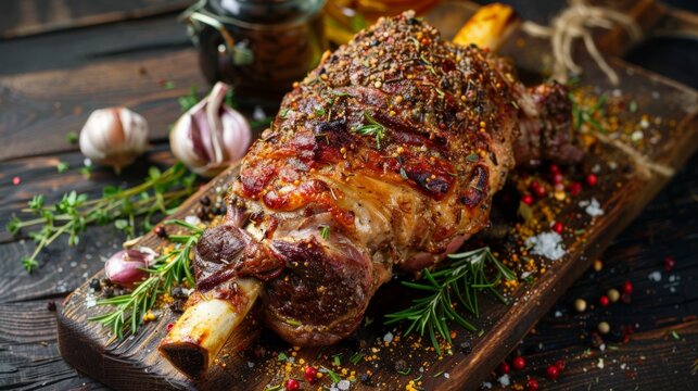 Gigot is a fried leg of lamb baked in the oven with seasonings and spices, the juiciest part of the lamb back.