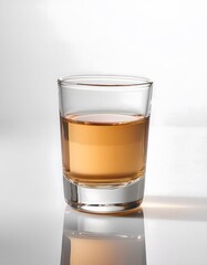 Shot of whiskey on a white background
