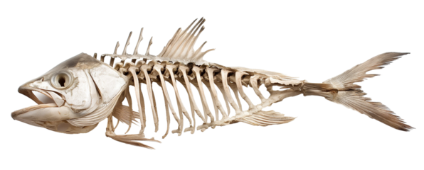 Fish skeleton isolated on white background.