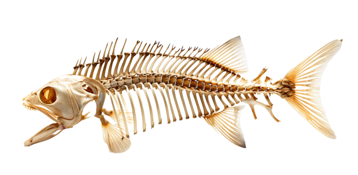 Fish skeleton isolated on white background.