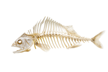 Fish skeleton isolated on white background.