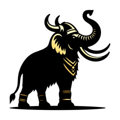 Viking Elephant head mascot logo cartoon illustration vector design