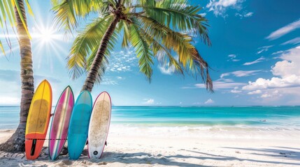 Surfboards against Tropical Beach