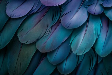 Vibrant Teal and Purple Feather Texture Close-Up for Creative Projects