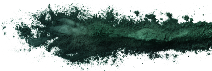 Abstract green powder isolated on a transparent background