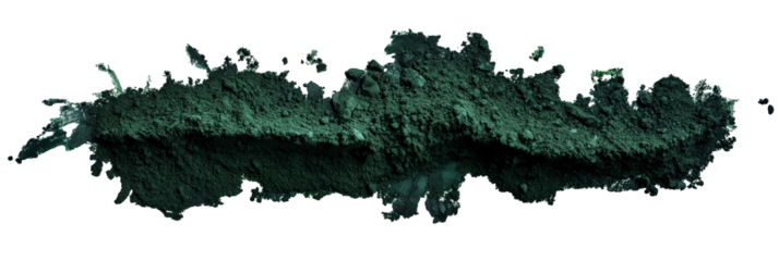 Abstract green powder isolated on a transparent background