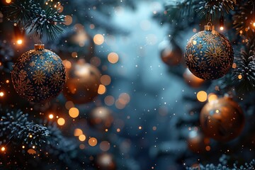 Blue and gold Abstract background and bokeh on New Year's Eve