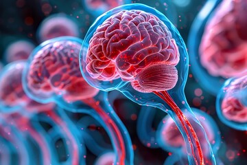 Brain attack damage frontal lobe of Stroke vascular dementia Hemorrhagic transient ischemic Alzheimer's heart pill mini risk signs symptom care  - obrazy, fototapety, plakaty