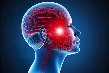 Brain attack damage frontal lobe of Stroke vascular dementia Hemorrhagic transient ischemic Alzheimer's heart pill mini risk signs symptom care  - obrazy, fototapety, plakaty