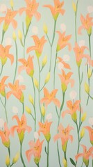 Peach lily flower blooms painting pattern backgrounds.