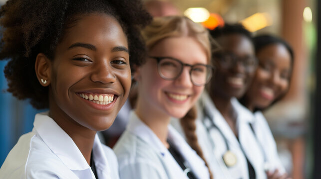 Grupo de alunos de medicina multiracial
