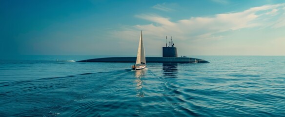 An unexpected encounter at sea, a tiny yacht meets its massive counterpart, a hulking submarine,...