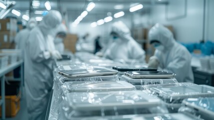 In the rhythmic hum of an industrial facility, smartphones journey from production tables to packaging units, fueling the dynamic global tech market.