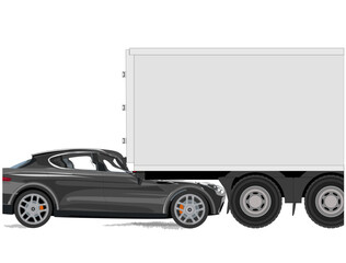 Vector Illustration of Rear-end Collision to Truck without Crash Guard
