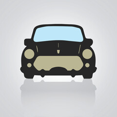Car icons, vintage cars, unique icons, and a car logo with a silver background, Vector illustration