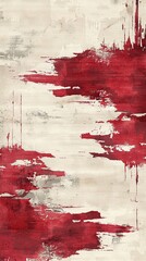 Red and white abstract painting on wall