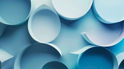 Abstract Blue Tones Paper Cut Circles Design Background