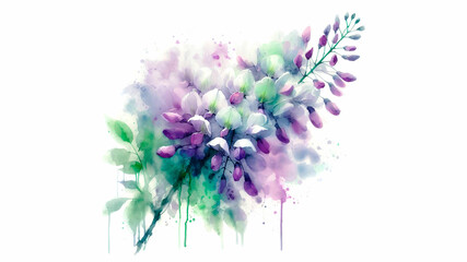 Beautiful wisteria flower, watercolor painting