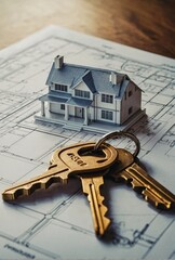 Model of the house and keys to it. Concept "Mortgage and rental housing."