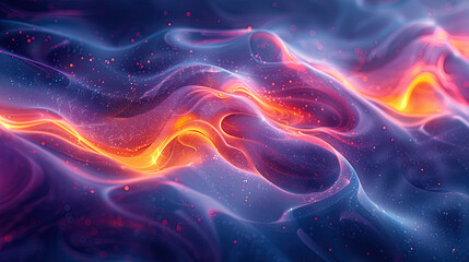 Abstract fluid art background with swirling patterns of vibrant colors, resembling the cosmic beauty of galaxies and nebulae. There is an ethereal glow emanating from within the swirls