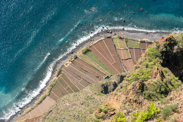 Naklejka premium Funchal Madeira island Portugal Cabo Girao Skywalk, aerial views from the viewpoint.