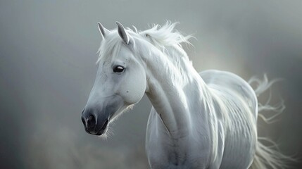 Obraz na płótnie Canvas white horse portrait, The Ethereal White Horse. Generative AI