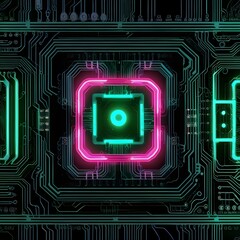 a computer screen with the green and red colors of the circuit board.