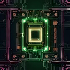 a computer screen with the green and red colors of the circuit board.
