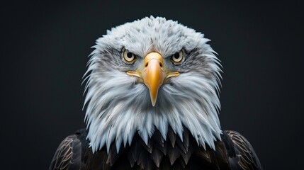 Obraz premium bald eagle portrait, the intense focus and regal presence of the bald eagle. Generative AI