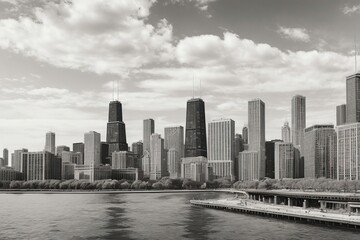 hand drawn illustration panorama of the city sky