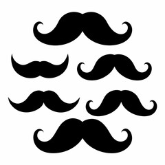 Set of black mustache's on white background