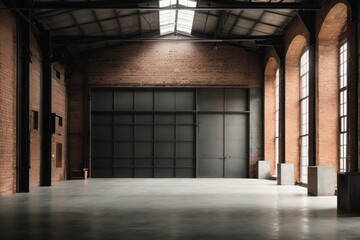 Fototapeta premium industrial loft style empty old warehouse interior