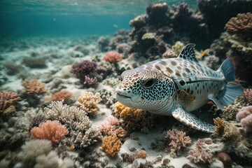 Marine life endangered by plastic waste on coral reef