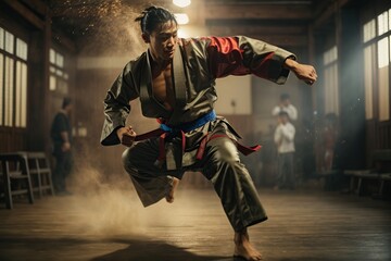 Martial Art Fighter Performing Flying