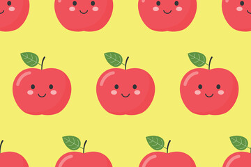 pattern smiling apple vector cartoon style