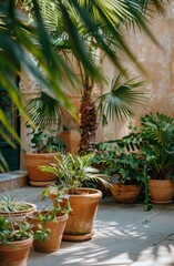 Group of Potted Plants Arranged Together