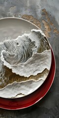 Plate with painting of waves