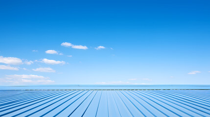 Building blue roof, blue sky background