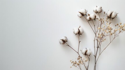 Cotton Flowers Arranged on Table