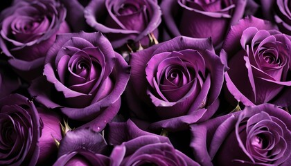 Lot of purple and violet roses macro background card