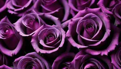 Fototapeta premium Lot of purple and violet roses macro background card