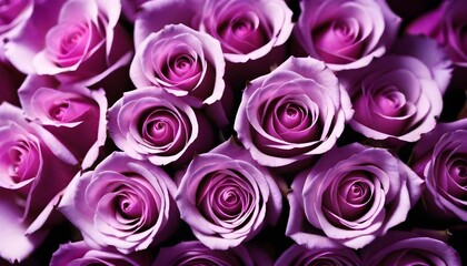 Lot of purple and violet roses macro background card