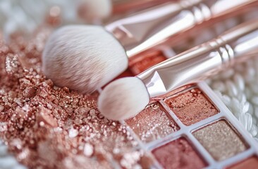 Close Up of a Makeup Set With Brushes