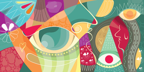 Abstract art background banner with colorful design vector 