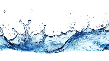 Water splash isolated on white background. Blue water wave isolated on white background