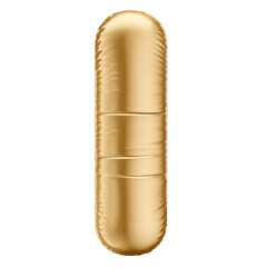 Golden 3D Balloon Letter I with Transparent Background