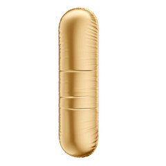 Golden 3D Balloon Letter I with Transparent Background