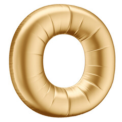 Golden 3D Balloon Letter O with Transparent Background