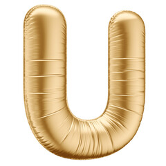Golden 3D Balloon Letter U with Transparent Background
