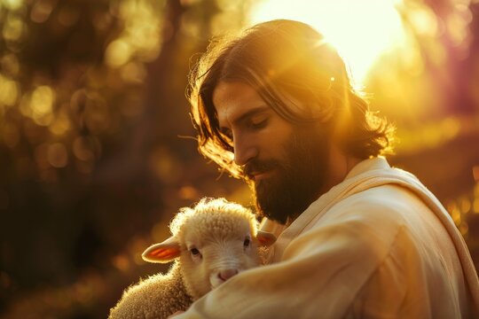Lamb Symbolizing Jesus Christ - Easter Concept. Generative AI.. Beautiful simple AI generated image in 4K, unique.